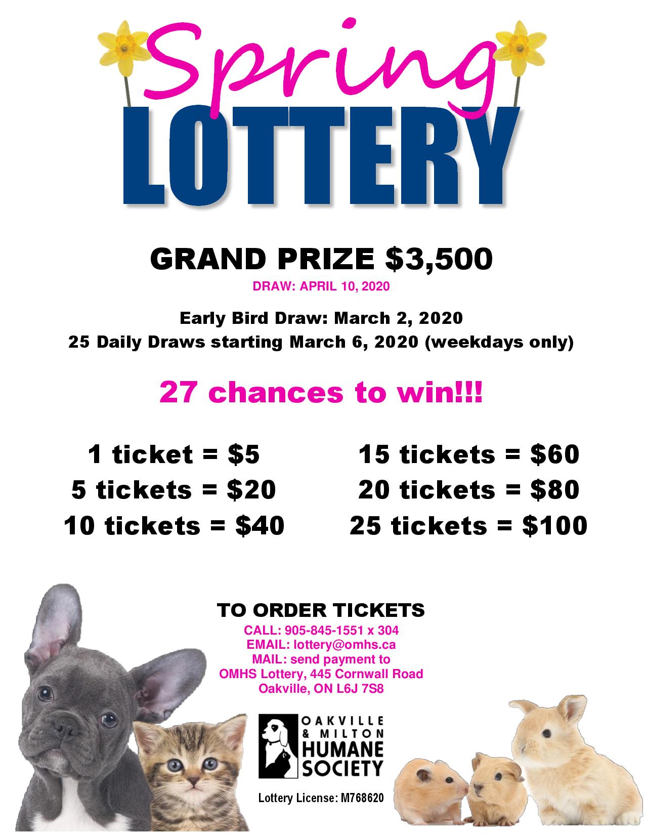 Lottery Oakville Milton Humane Society