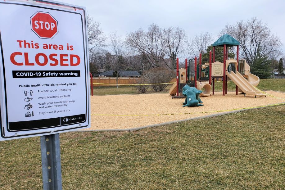 - Oakville parks, courts, dog parks are now closed